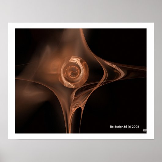 Poster ROSE FRACTAL ,marron (Devant)
