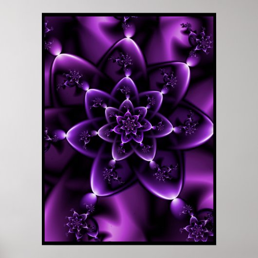 Poster Rose fractal pourpre (Devant)