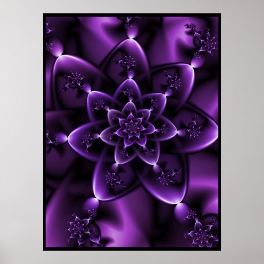 Poster Rose fractal pourpre (Devant)