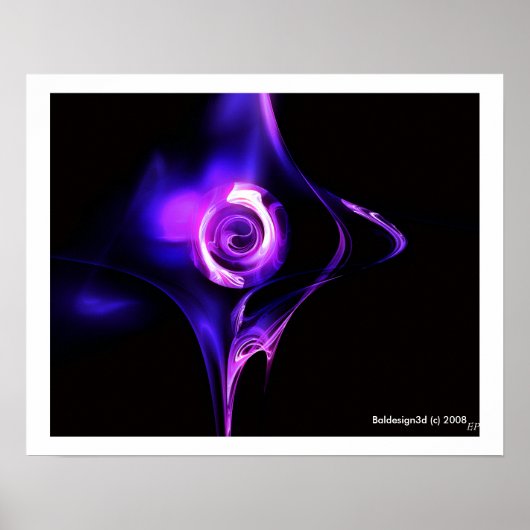 Poster ROSE FRACTAL , rose bleu (Devant)