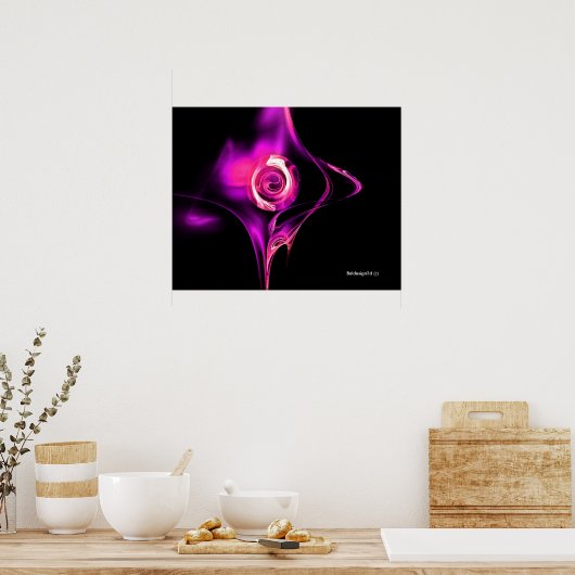 Poster ROSE FRACTAL, rose violet (Cuisine)