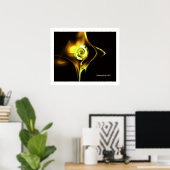 Poster ROSE FRACTALE, jaune marron (Bureau à domicile)