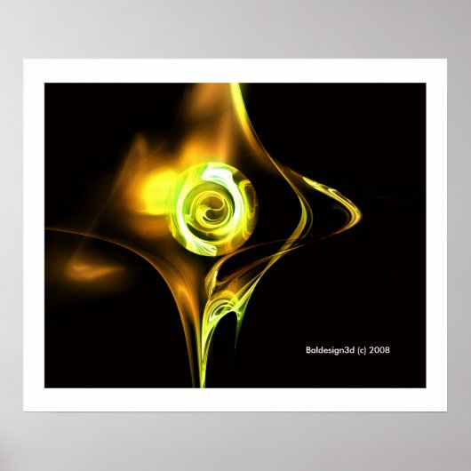 Poster ROSE FRACTALE, jaune marron (Devant)
