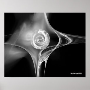 Poster ROSE FRACTALE, noir et blanc