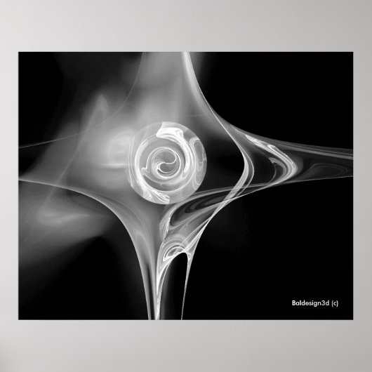 Poster ROSE FRACTALE, noir et blanc (Devant)