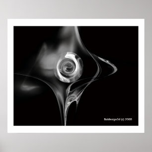Poster ROSE FRACTALE, noir et blanc