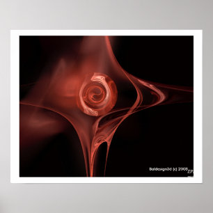 Poster ROSE FRACTALE, rouge brun