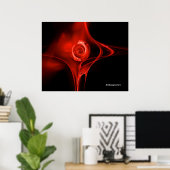 POSTER ROSE FRACTALE ROUGE EN NOIR (Bureau à domicile)
