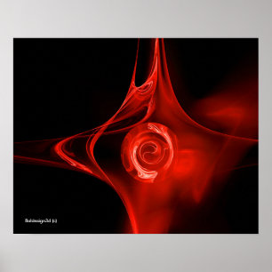 Poster ROSE FRACTALE, rouge, noir