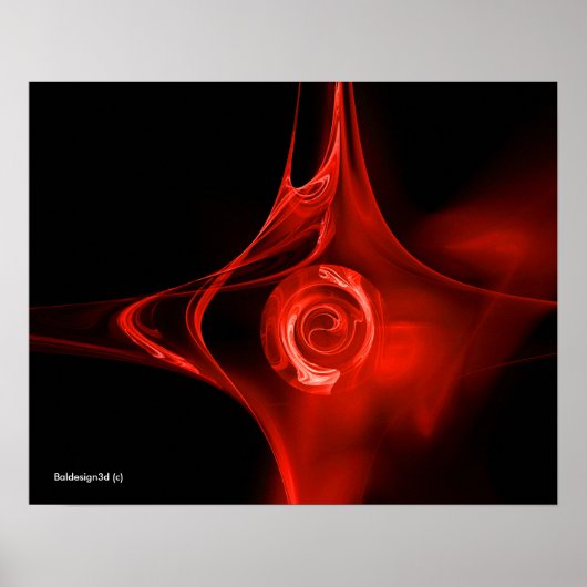 Poster ROSE FRACTALE, rouge, noir (Devant)