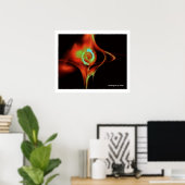 Poster ROSE FRACTALE, rouge vert bleu (Bureau à domicile)