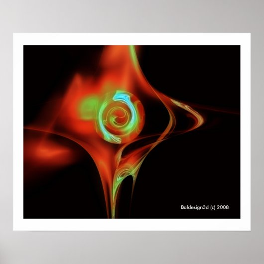 Poster ROSE FRACTALE, rouge vert bleu (Devant)