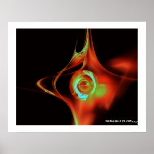 Poster ROSE FRACTALE, rouge vert bleu