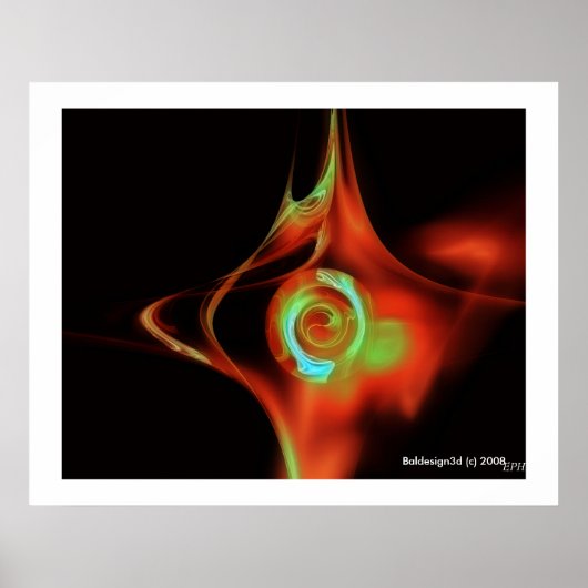 Poster ROSE FRACTALE, rouge vert bleu (Devant)