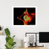 Poster ROSE FRACTALE, rouge vert bleu (Bureau à domicile)