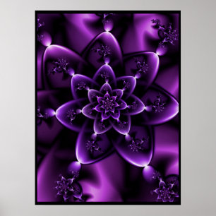 Poster Rose fractale violette