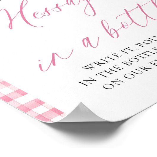 Poster Rose Frais Du Message Du Marché Dans Une Bouteille (Coin)