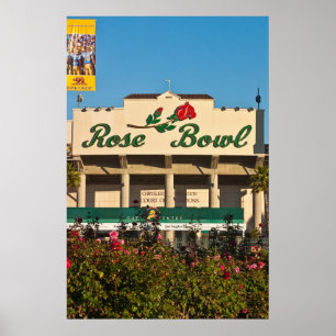 Poster Rose Garden and Rose Bowl Sign on Stadium