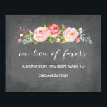 Poster Rose Garden Floral Chalkboard en lieu et place des<br><div class="desc">Cette affiche dit "au lieu de faveurs" avec un faux arrière - plan de tableau noir et de jolis roses d'aquarelle.</div>