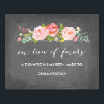 Poster Rose Garden Floral Chalkboard en lieu et place des<br><div class="desc">Cette affiche dit "au lieu de faveurs" avec un faux arrière - plan de tableau noir et de jolis roses d'aquarelle.</div>