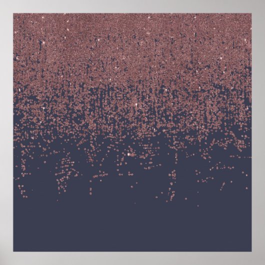 Poster Rose glamour Gold Navy Parties scintillant bleue O (Devant)