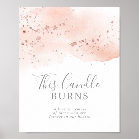 Poster Rose Gold Aquarelle Ce Panneau De Bougie Brûle (Devant)