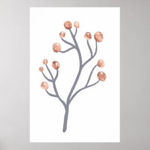 Poster Rose Gold Berry Branch Imprimer
