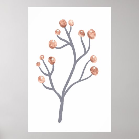 Poster Rose Gold Berry Branch Imprimer (Devant)