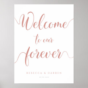 Poster Rose Gold Bienvenue à notre Forever Mariage Sign