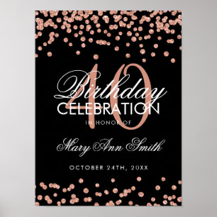 Poster Rose Gold Black 40e anniversaire Parties scintilla