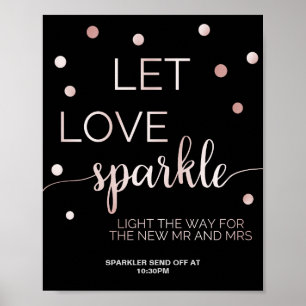 Poster Rose Gold & Black Glam Confetti Sparkler Envoyer