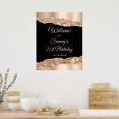 Poster Rose Gold Black Glam Tears Anniversaire Bienvenue (Cuisine)
