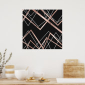 Poster Rose Gold Black Linear Triangle Abstrait Motif (Cuisine)