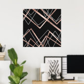 Poster Rose Gold Black Linear Triangle Abstrait Motif (Bureau à domicile)
