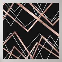 Rose Gold Black Linear Triangle Abstrait Motif
