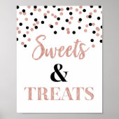 Poster Rose Gold Black Sweets & Traitements Dessert Table (Devant)