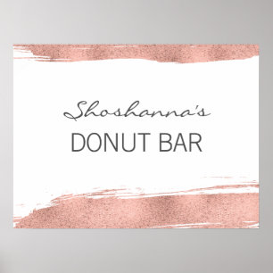 Poster Rose Gold Brushstroke Bat mitzvah Donut Bar