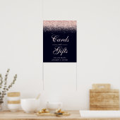 Poster Rose Gold Confetti Marine Blue Chic Cartes et cade (Cuisine)
