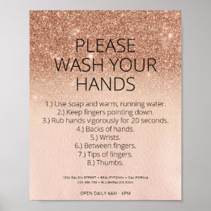 Poster Rose Gold Covid Health Safety Parties scintillant