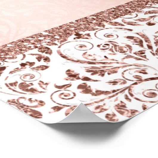 Poster Rose Gold Damask Elegant Wedating Seating Chart (Coin)