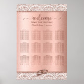 Poster Rose Gold Damask Elegant Wedating Seating Chart (Devant)