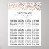 Poster Rose Gold Delicate Mariage Seating Chart (Devant)