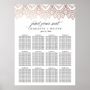Poster Rose Gold Delicate Mariage Seating Chart