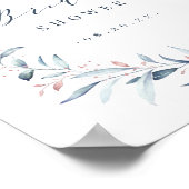Poster Rose Gold Dusty Blue Greenery Fête des mariées (Coin)