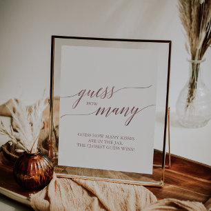 Poster Rose Gold Élégant Calligraphie Devinez Combien de 