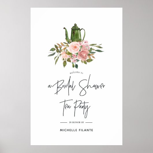 Poster Rose Gold et Fleurs de Teint de Soirée de Mariage  (Devant)