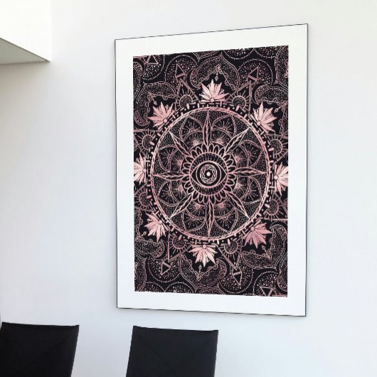 Poster Rose Gold Eye Mandala Black Design