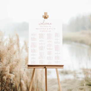 Poster Rose Gold Fancy Script Alphabétique Seing Chart