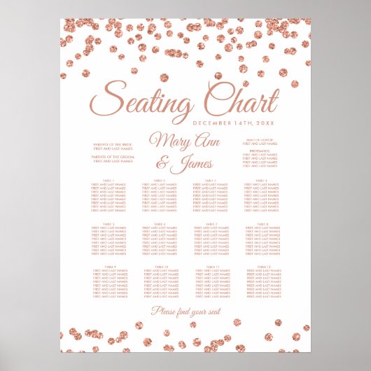 Poster Rose Gold Faux Parties scintillant Confetti (Devant)