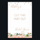 Poster Rose Gold Fête des mariées Photo Booth Frame<br><div class="desc">Rose Fête des mariées or Photo Booth Frame Poster Peach colore et faux rose d'or feuillage nuptiale de douche cadre photo. Une excellente façon de prendre des photos à votre douche nuptiale. Il suffit de couper et coller sur une planche.</div>